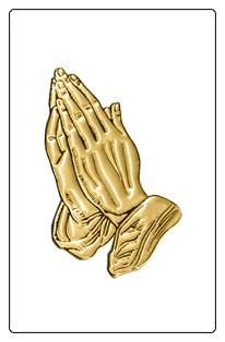DF35T 516 GD WT Gold Praying Hands White Background copy